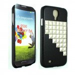 Wholesale Samsung Galaxy S4 3D Pyramid Studs Case (Silver - Black)